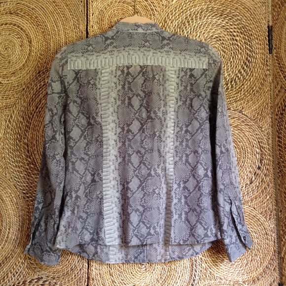 MICHAEL Michael Kors Shirt Snake Print Gray Sheer - Picture 2 of 7